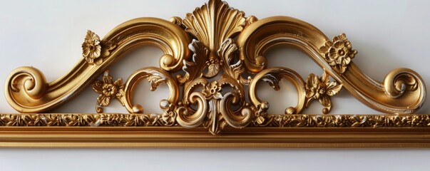 Ornate picture frame with baroque elements, including swirls and floral decorations in gold