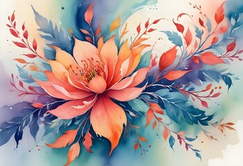 Fototapeta premium abstract flower plant watercolor