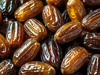 dates close up. date palm background. Date palm on a traditional craftsman market.Horizontal image.