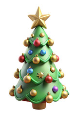A charming 3D-style Christmas tree adorned with Bethlehem star and festive toys, perfect for sublimation, web, print, and joyful holiday-themed projects
