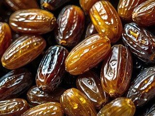 dates close up. date palm background. Date palm on a traditional craftsman market.Horizontal image.