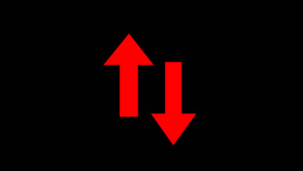 red up and down arrow icon. The Two Lane highway street sign icon