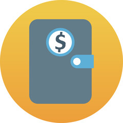 Wallet vector icon in background style 