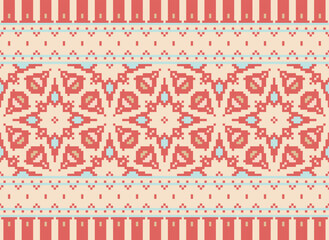 Pixel Geometric traditional ethnic pattern Ikat seamless pattern border abstract design for fabric print cloth dress carpet curtains and sarong Aztec African Indian Indonesian