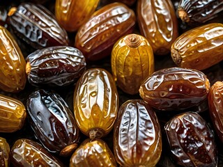 dates close up. date palm background. Date palm on a traditional craftsman market.Horizontal image.