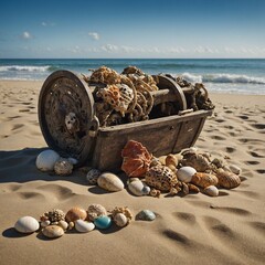 Beachcomber's Bounty: Illustrate the thrill of finding unexpected treasures washed ashore.