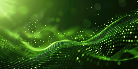 Exciting Green Presentation Background. Tech Concept with Eco-Friendly Ecosystem