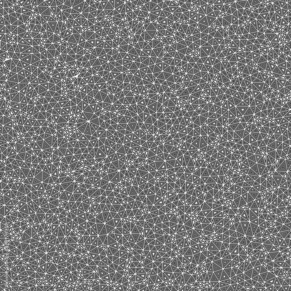 Poster pattern of triangle shapes. tiny triangle size. multiple repeated inner triangles. black and white s