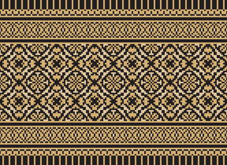 Pixel Geometric traditional ethnic pattern Ikat seamless pattern border abstract design for fabric print cloth dress carpet curtains and sarong Aztec African Indian Indonesian