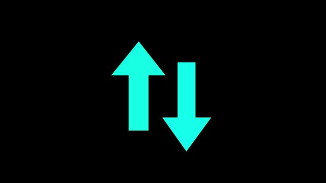 The Two Lane highway street sign icon isolated on black background vector Illustration. Up and down arrow icon.