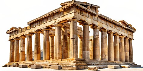 Obraz premium Parthenon in Athens, Greece isolated on white background with classical architecture and columns, Parthenon