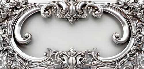 Elaborate silver frame with curves and detailed decorations
