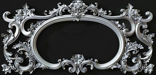 Elaborate silver frame with curves and detailed decorations
