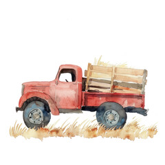 Obraz premium Hayride watercolor illustration isolated on transparent. png file for art work. 