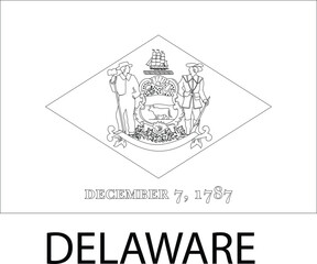 Delaware Flag, Alabama Flag, United States Flags, Black and White Image, Vector Image, Editable illustration, Geography, Learn US Flags