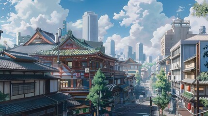 building landscape anime style