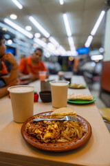 Authentic Mexican Alambre with Horchata in a Traditional Taquería