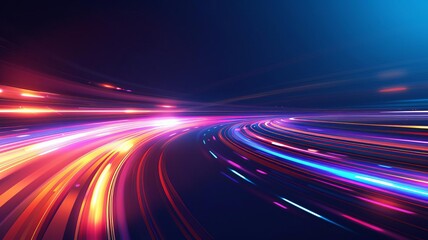 Fototapeta premium Dynamic abstract light trails creating motion blur effect with vibrant colors and futuristic feel, perfect for technology themed designs.