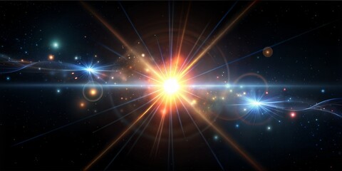 Fototapeta premium abstract space background with stars and shining lights, illustration, design