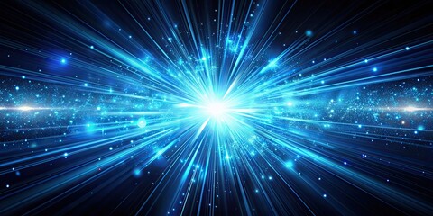 Fototapeta premium Burst of light with blue hues moving and flying, blue, burst, light, movement, energy, dynamic, vibrant, glowing