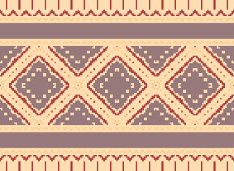 Pixel Geometric traditional ethnic pattern Ikat seamless pattern border abstract design for fabric print cloth dress carpet curtains and sarong Aztec African Indian Indonesian