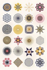 abstract vector illustration, seamless patterns set with different shapes