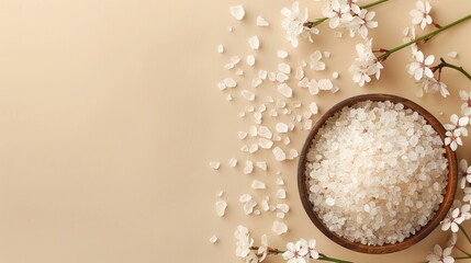 Beige background with space for text bath salts