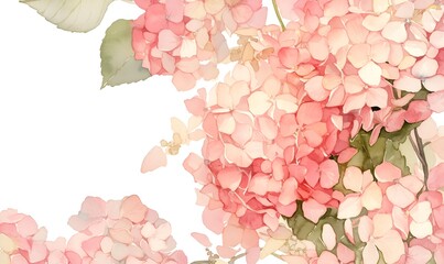 Watercolor coral hydrangea macrophylla , Generative AI