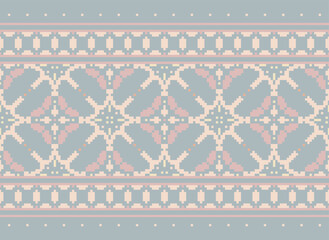 Pixel Geometric traditional ethnic pattern Ikat seamless pattern border abstract design for fabric print cloth dress carpet curtains and sarong Aztec African Indian Indonesian