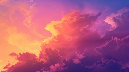 Obraz premium During sunset, the sky becomes alive with intense shades of orange, pink and purple, which intricately intertwine, creating a picturesque landscape.