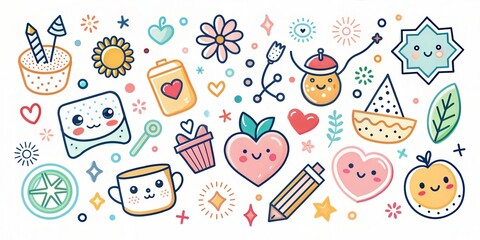 vector doodle icons of love