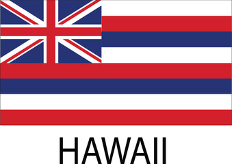 Hawaii Flag, United States Flags, Black and White Image, Vector Image, Editable illustration, Geography, Learn US Flags