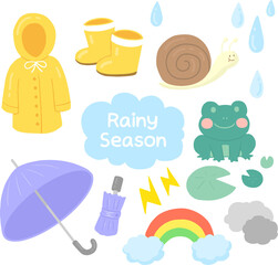 Rainy season cute clip art illustration