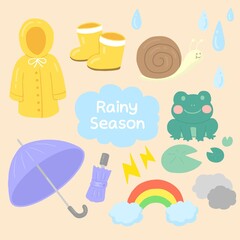 Rainy season cute clip art illustration