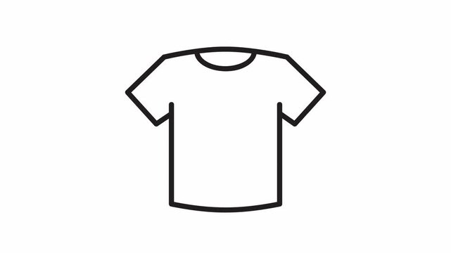 t shirt animated outline icon on white background. t shirt 4k video animation for web, mobile and user interface design.