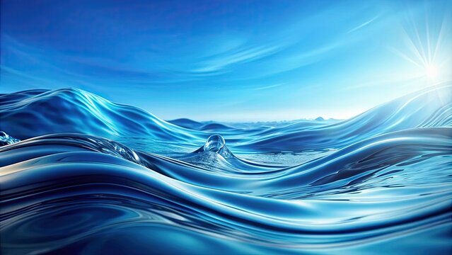 Abstract blue water wave background with soft ripples and movement, blue, water, wave, abstract, background, texture, ocean, sea