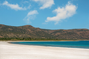 Turquoise colored Salda Lake located in Burdur Turkey. Turkish name Salda Golu