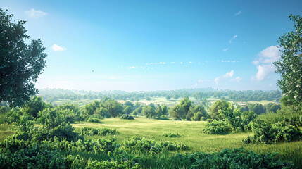 Naklejka premium Tranquil Verdant Battlefield of Yesteryear