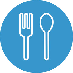 Disposable cutlery Vector Line White Circles Multicolors