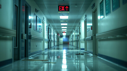 Fototapeta premium Echoes of Night: The Solitude in Hospital Corridors