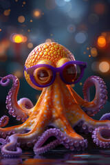 Colorful Octopus with Sunglasses
