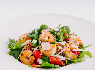 Gourmet shrimp salad with fresh greens