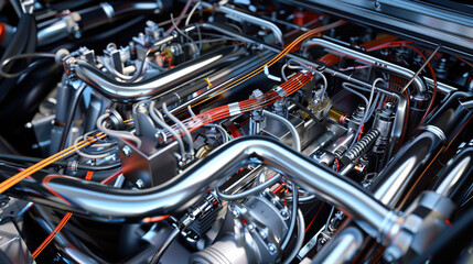 Fototapeta premium Intricate Hybrid Engine Components Revealed