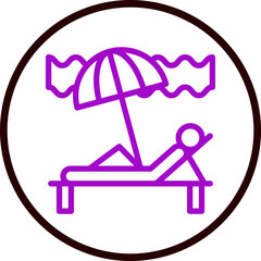 Beach Holidays Vector Line Purple Circle Black