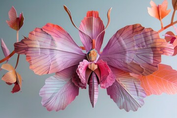 Obraz premium Orchid paper sculpture of a delicate butterfly, symbolizing transformation and beauty.