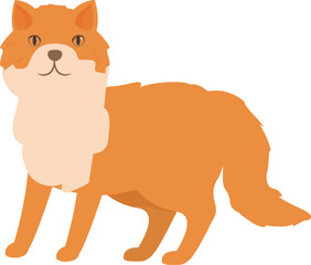 Simple illustration of a cute red cat standing on a white background