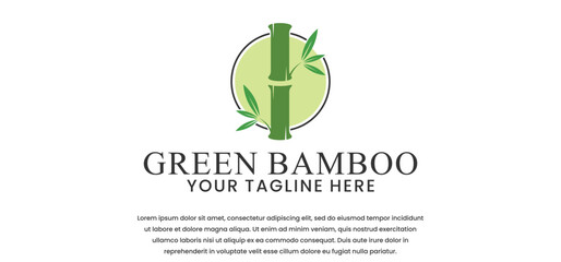 Fototapeta premium minimalist bamboo logo design in green on a white background