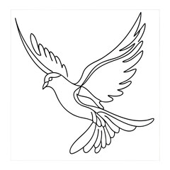 Obraz premium a dove, line art vector illustration isolated on a white background