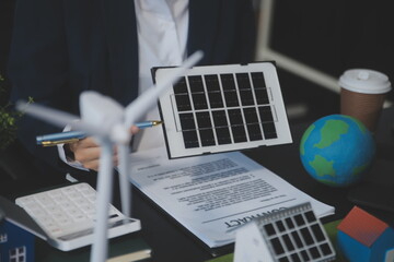 Carbon offset price report CO2 emission. Future growth Net zero waste in ESG ethical SME office...