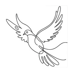 Obraz premium a dove, line art vector illustration isolated on a white background